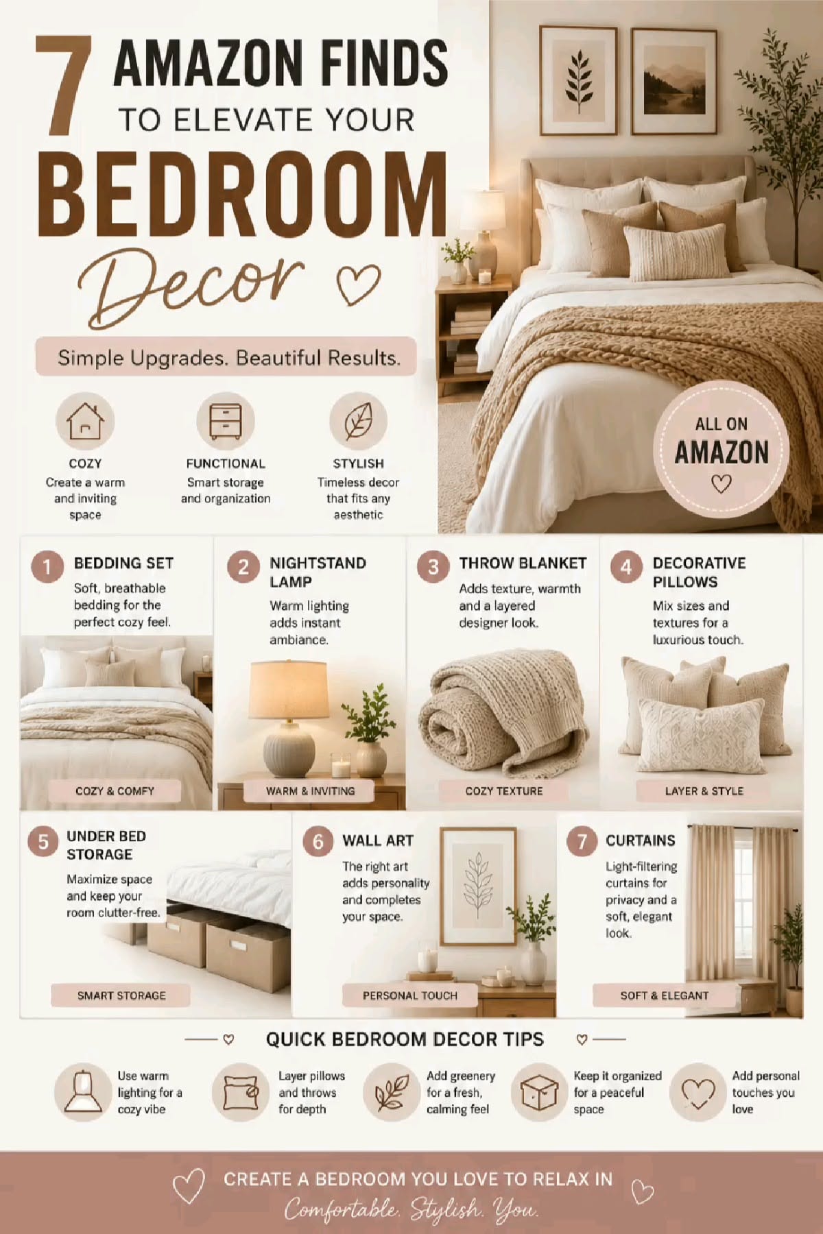 Customer Favorite Amazon Bedroom Finds  Discover amazon bedroom finds that improve storage organization and everyday comfort  Perfect for bedrooms apartments and small spaces  See why people are saving these best selling bedroom products  #AmazonBedroomEssentials #BedroomProducts #CozyBedroom